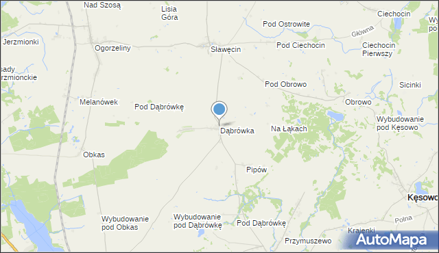 mapa Dąbrówka, Dąbrówka gmina Kamień Krajeński na mapie Targeo